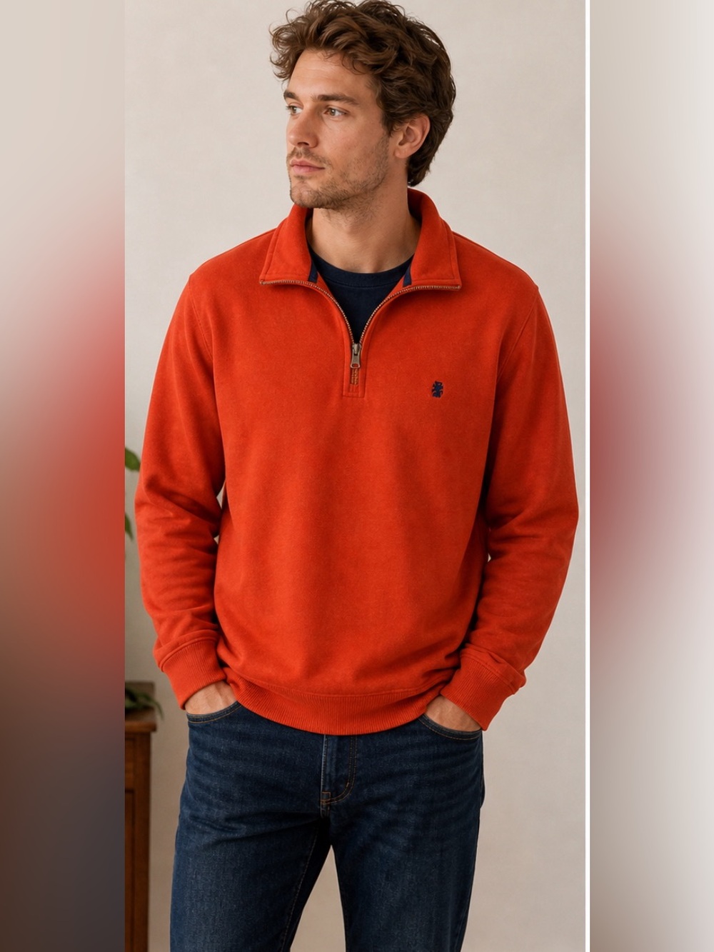 IZOD Men’s 2XL Orange Quarter Zip Pullover Sweatshirt Advantage Performance